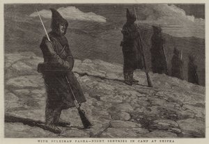 Con Suleiman Pasha, centinelas nocturnos en el campamento en Shipka